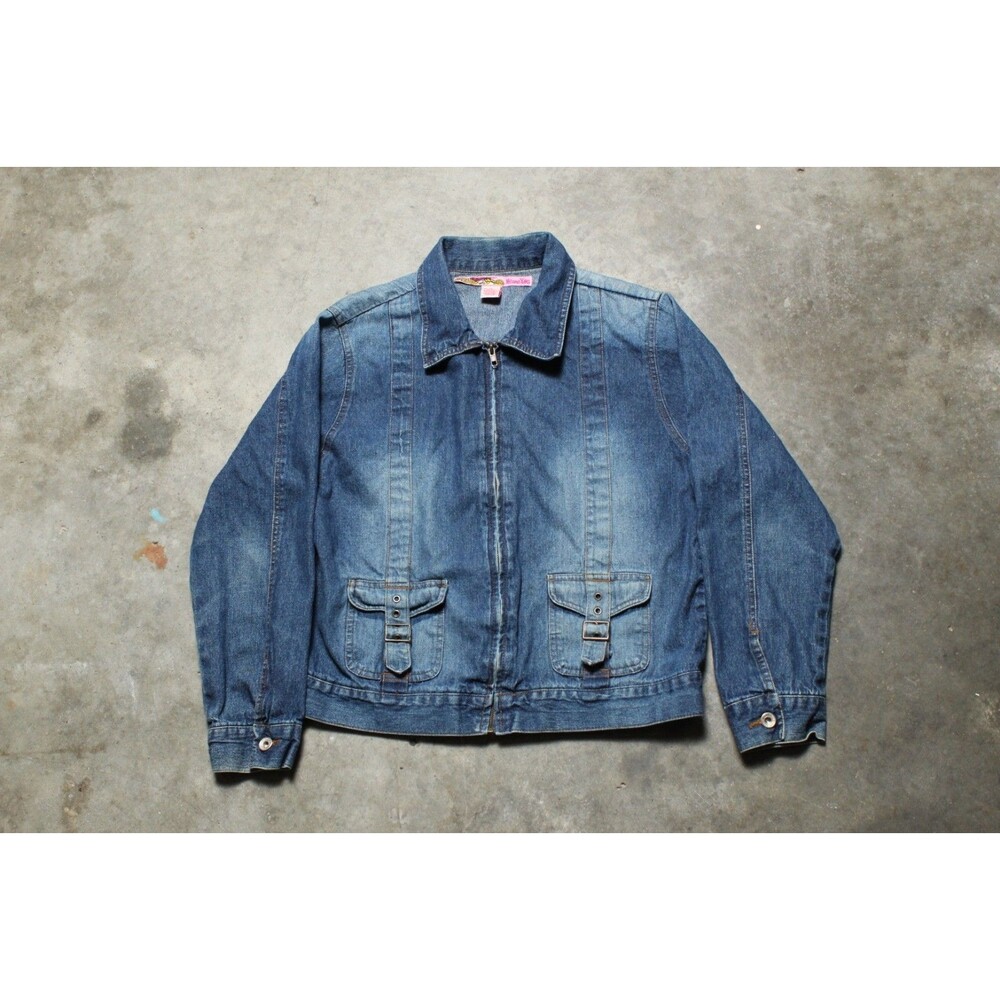Vintage Y2K Me And You Jean Jacket with Buckles - XL